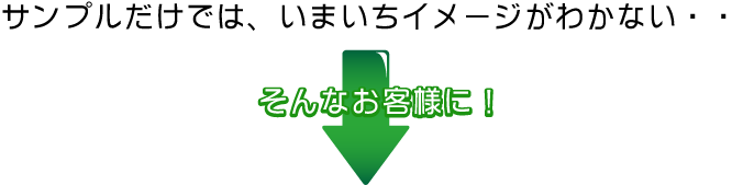 サンプルだけでは、いまいちイメージがわかない。そんなお客様に